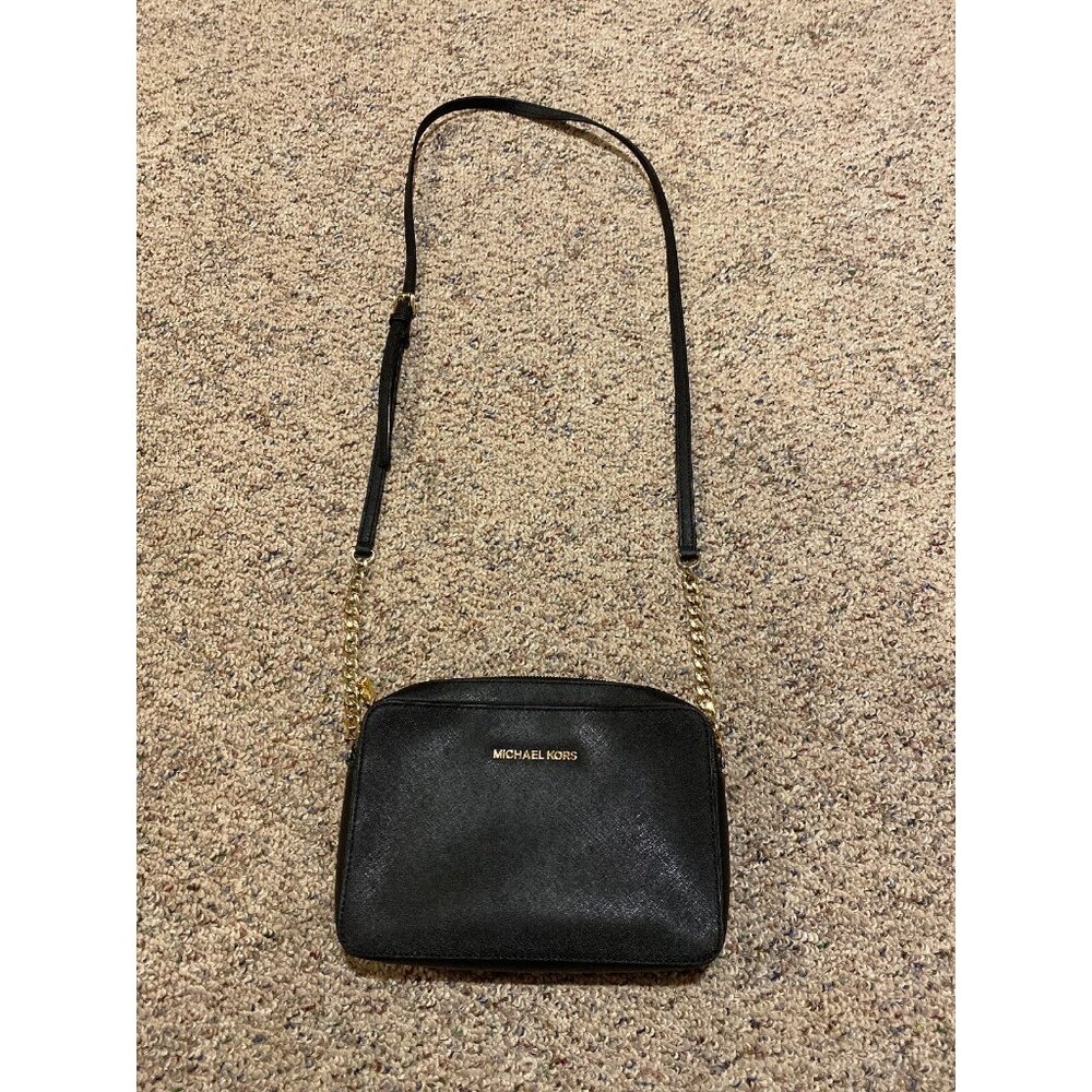 Michael Kors Black Leather Chain Crossbody Shoulder Bag
